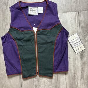 NWT Deadstock Vintage 90s Wrangler Women’s Zip Front Western Vest Size Small